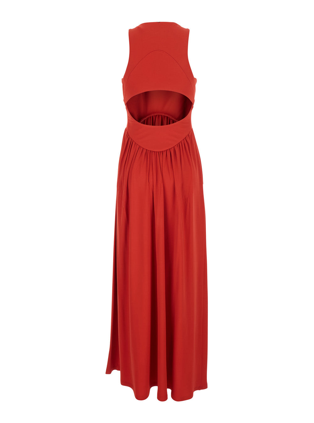 Sportmax Women 'Panino' Red Sleevelesss Long Dress With Round Neckline And Cut-Out On The Back In Stretch Viscose For Women