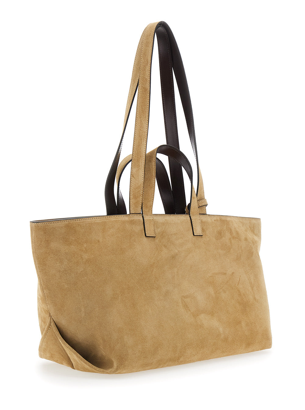 A.P.C. Women 'Le Drummer' Beige Shopper With Four Handles And Logo Lettering On The Front In Suede Women