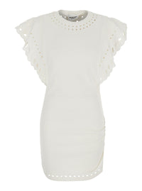 Isabel Marant Etoile Women 'Orlane' White Dress With Round Neck And Sangallo Details In Cotton For Woman