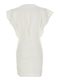 Isabel Marant Etoile Women 'Orlane' White Dress With Round Neck And Sangallo Details In Cotton For Woman
