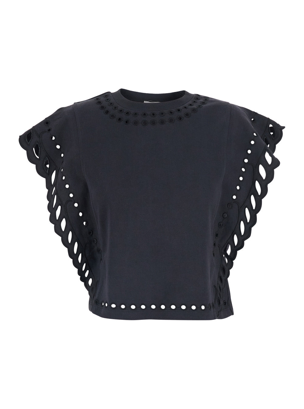 ISABEL MARANT ETOILE Isabel Marant Etoile Women Black T-Shirt 'Odyle-Gc' With Round Neck And Short Sleeves In Cotton For Women