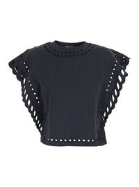 ISABEL MARANT ETOILE Isabel Marant Etoile Women Black T-Shirt 'Odyle-Gc' With Round Neck And Short Sleeves In Cotton For Women