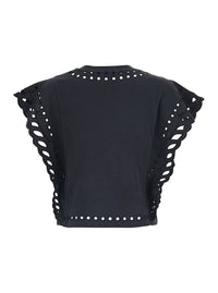 ISABEL MARANT ETOILE Isabel Marant Etoile Women Black T-Shirt 'Odyle-Gc' With Round Neck And Short Sleeves In Cotton For Women