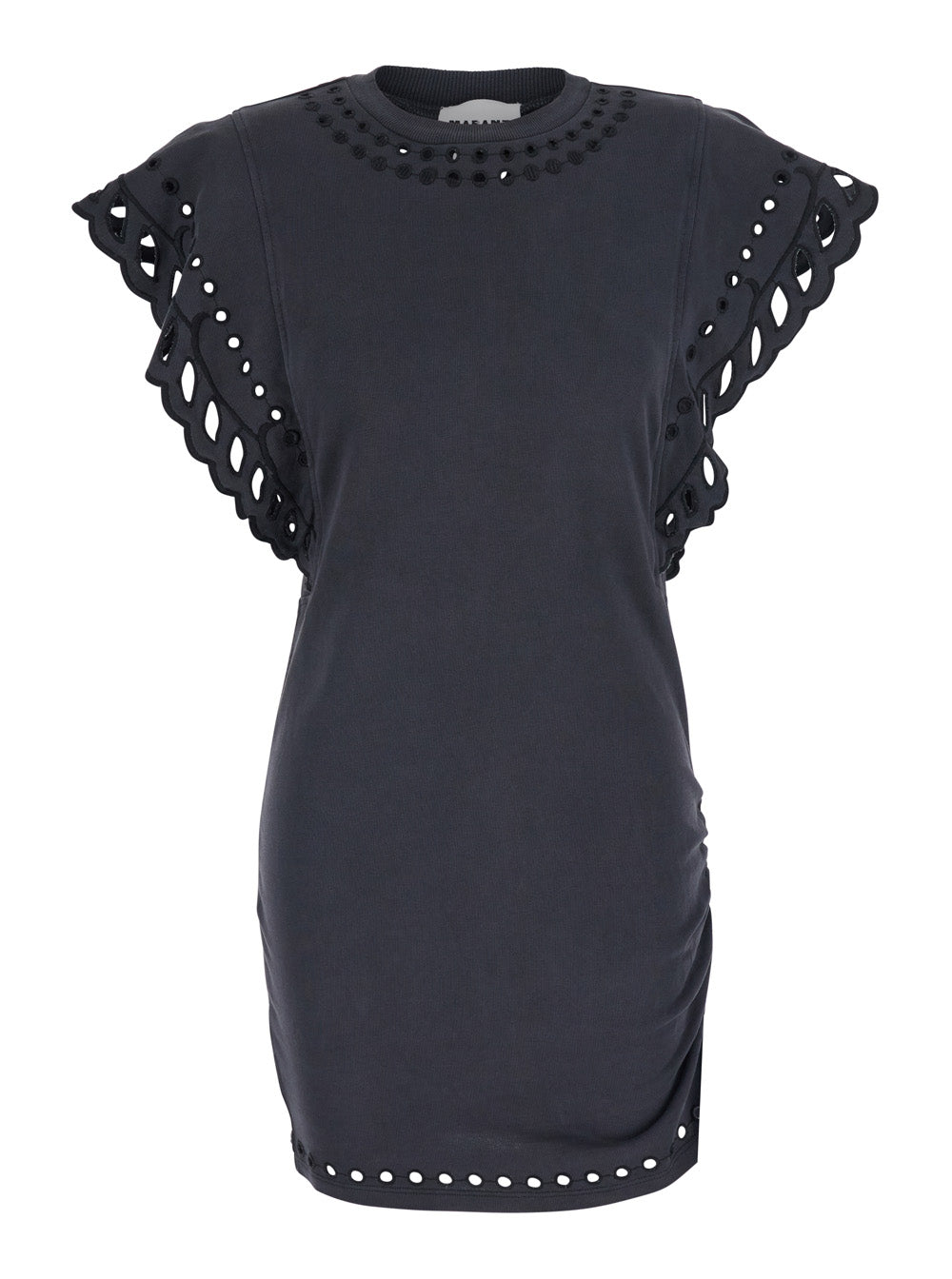 Isabel Marant Etoile Women 'Orlane' Black Dress With Round Neck And Sangallo Details In Cotton For Women