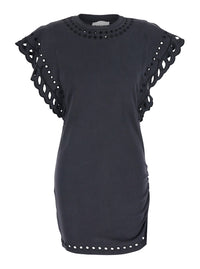 Isabel Marant Etoile Women 'Orlane' Black Dress With Round Neck And Sangallo Details In Cotton For Women
