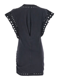 Isabel Marant Etoile Women 'Orlane' Black Dress With Round Neck And Sangallo Details In Cotton For Women