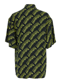 Balenciaga Men 'Creeper' Multicolor Shirt With Classic Collar And All-Over Logo Motif In Viscose For Men