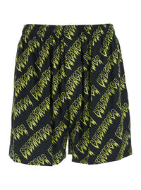 Balenciaga Men Creeper Viscose Yellow Shorts With Side Pockets For Men