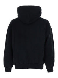 Balenciaga Men Black 'Messy Spray' Hoodie With Fixed Hood In Cotton Men