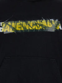 Balenciaga Men Black 'Messy Spray' Hoodie With Fixed Hood In Cotton Men