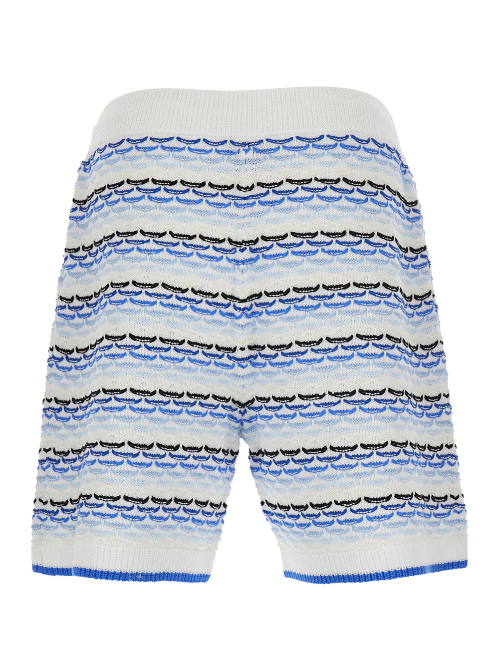 Casablanca Men White And Blue Shorts With Braided Motif And Logo On The Front In Cotton Man