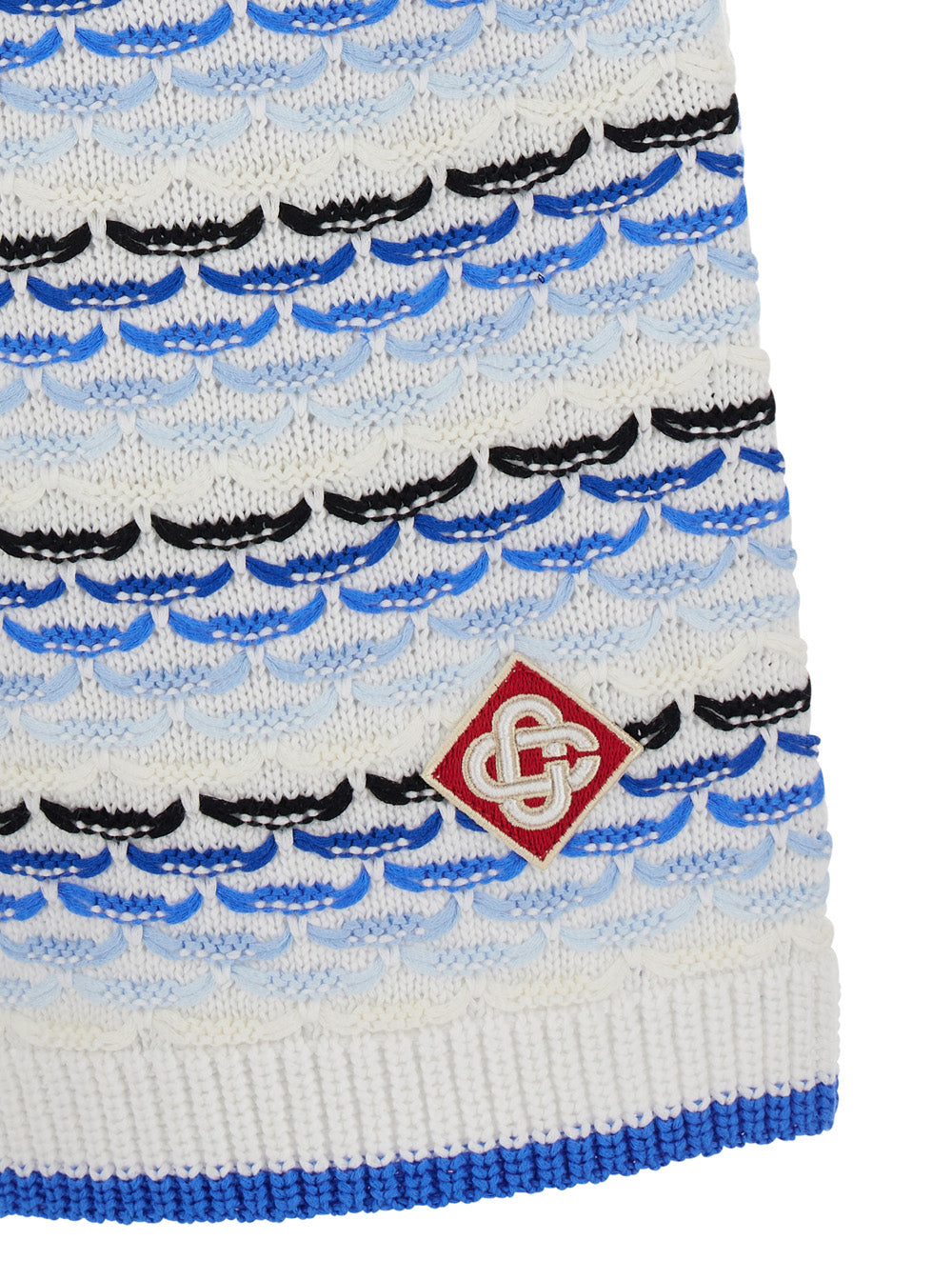 Casablanca Men White And Blue Shorts With Braided Motif And Logo On The Front In Cotton Man