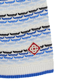 Casablanca Men White And Blue Shorts With Braided Motif And Logo On The Front In Cotton Man