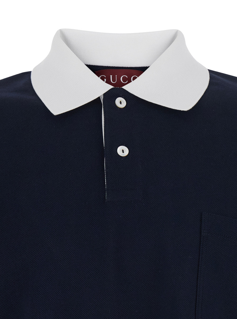 Gucci Men Blue T-Shirt 'Piquet + Web' With Round Neck And Short Sleeves For Men