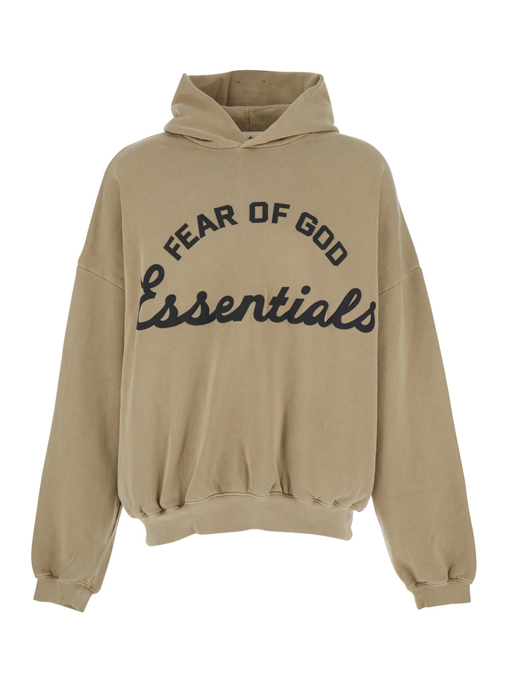 Fear Of God Men Beige Hoodie With Fixed Hood And Maxi Logo Lettering On The Front In Cotton For Men