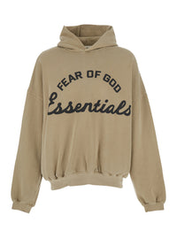 Fear Of God Men Beige Hoodie With Fixed Hood And Maxi Logo Lettering On The Front In Cotton For Men