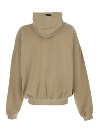 Fear Of God Men Beige Hoodie With Fixed Hood And Maxi Logo Lettering On The Front In Cotton For Men