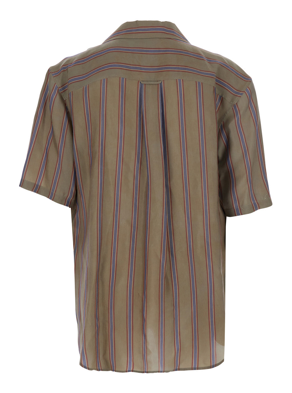 Saint Laurent Men Boxy Strips Shirt With Collar And Long Sleeves In Brown For Men