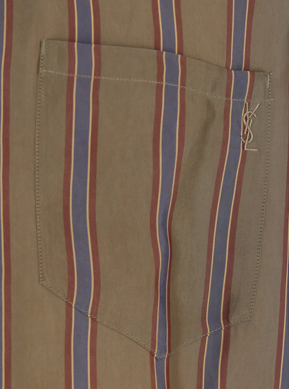 Saint Laurent Men Boxy Strips Shirt With Collar And Long Sleeves In Brown For Men