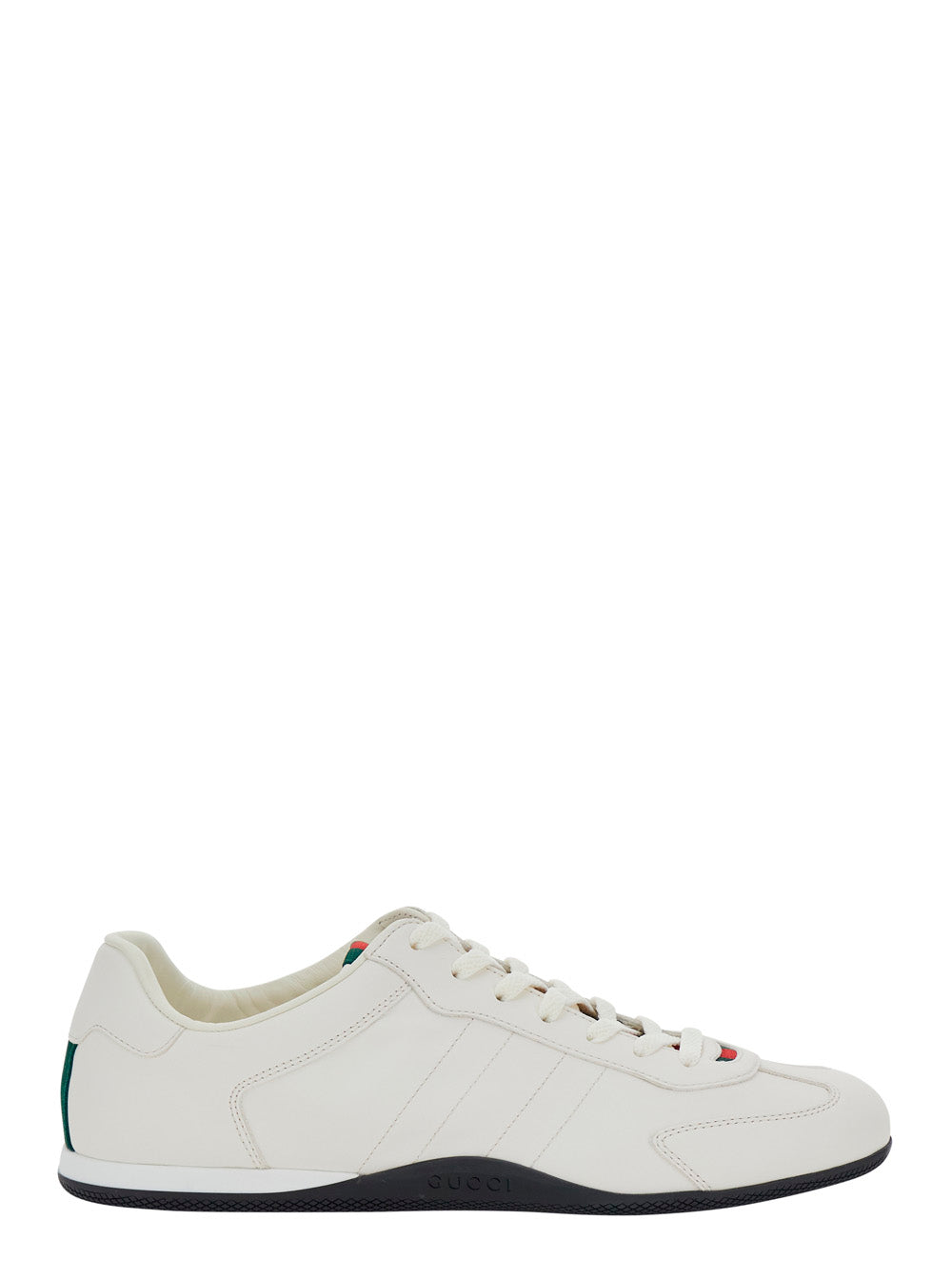 GUCCI Gucci Men 'Elan New' White Sneakers With Web Detail On The Back In Leather Man