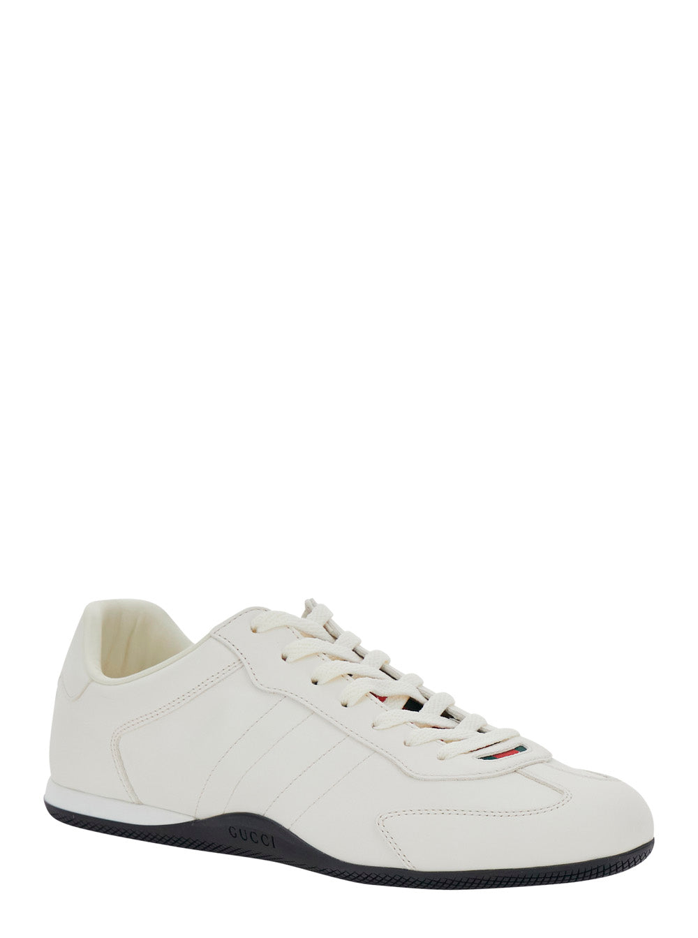 GUCCI Gucci Men 'Elan New' White Sneakers With Web Detail On The Back In Leather Man