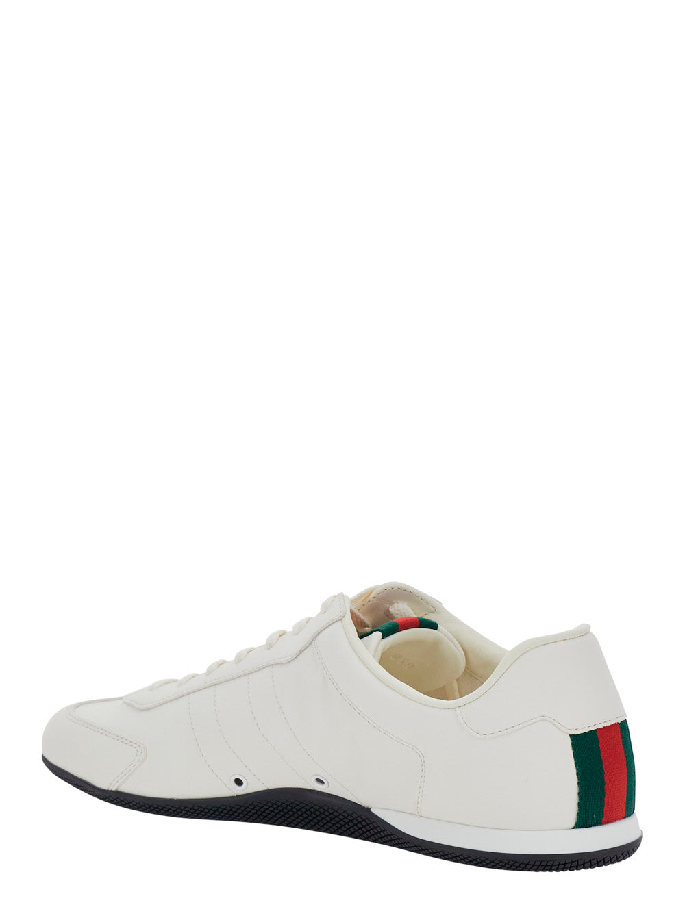 GUCCI Gucci Men 'Elan New' White Sneakers With Web Detail On The Back In Leather Man