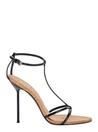 Paris Texas Women 'Lidia' Black High Heel Sandals With Adjustable Strap In Leather Women