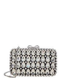 Self-Portrait Women Clutch Bag 'Black Satin Crystal' With Crystal Details In Black Satin For Women