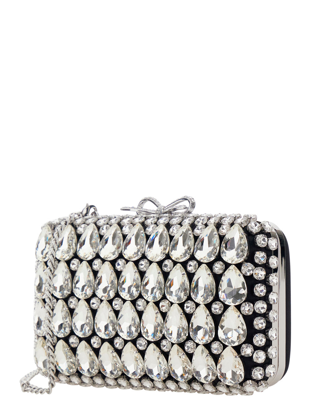 Self-Portrait Women Clutch Bag 'Black Satin Crystal' With Crystal Details In Black Satin For Women