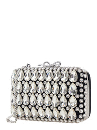 Self-Portrait Women Clutch Bag 'Black Satin Crystal' With Crystal Details In Black Satin For Women