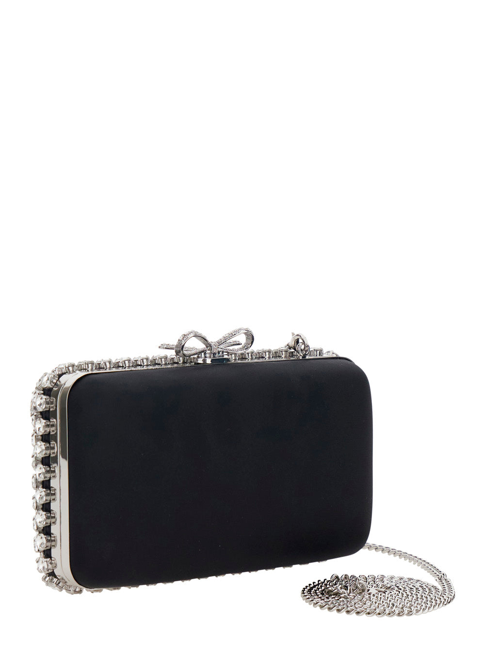 Self-Portrait Women Clutch Bag 'Black Satin Crystal' With Crystal Details In Black Satin For Women