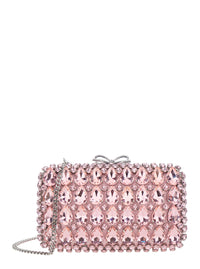 SELF-PORTRAIT Self-Portrait Women "Pink Satin Crystal Clutch Bag" Pink Clutch Bag With Crystals On The Front In Satin For Women