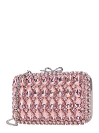 SELF-PORTRAIT Self-Portrait Women "Pink Satin Crystal Clutch Bag" Pink Clutch Bag With Crystals On The Front In Satin For Women