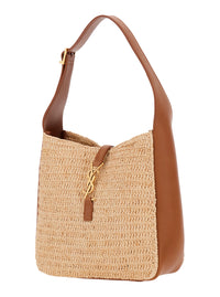 SAINT LAURENT Saint Laurent Women 'Le 5 À 7' Beige Shoulder Bag With Cassandre Logo Detail In Raffia Woman