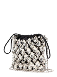 Self-Portrait Women Handbag 'Silver Crystal Chainmail Mini Bag' With Crystal Details