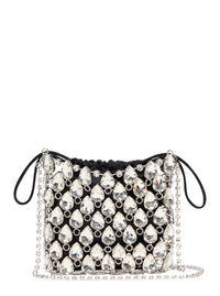 Self-Portrait Women Handbag 'Silver Crystal Chainmail Mini Bag' With Crystal Details