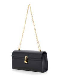 Savette Women Shoulder Bag 'Chain Symmetry' With Smooth Black Leather Chain Detail For Women