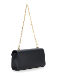 Savette Women Shoulder Bag 'Chain Symmetry' With Smooth Black Leather Chain Detail For Women