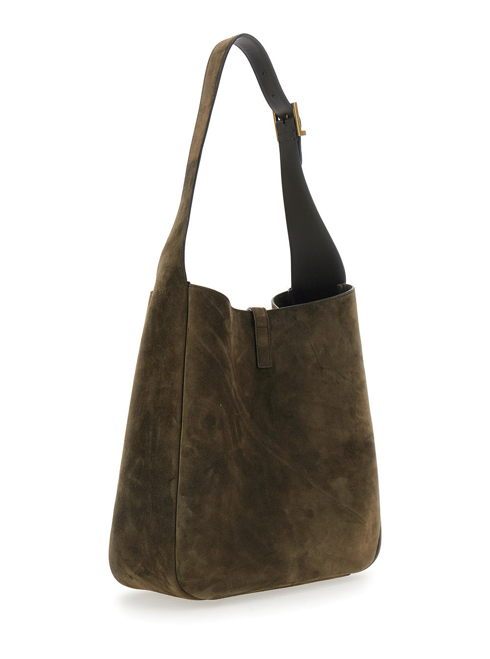 SAINT LAURENT Saint Laurent Women 'Le 5 A 7' Green Shoulder Bag With Triomphe Plaque On The Front In Suede Woman