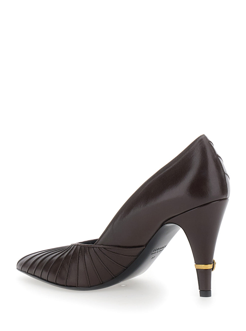 Versace Women Gianni Pump Leather Brown Leather Pumps For Women