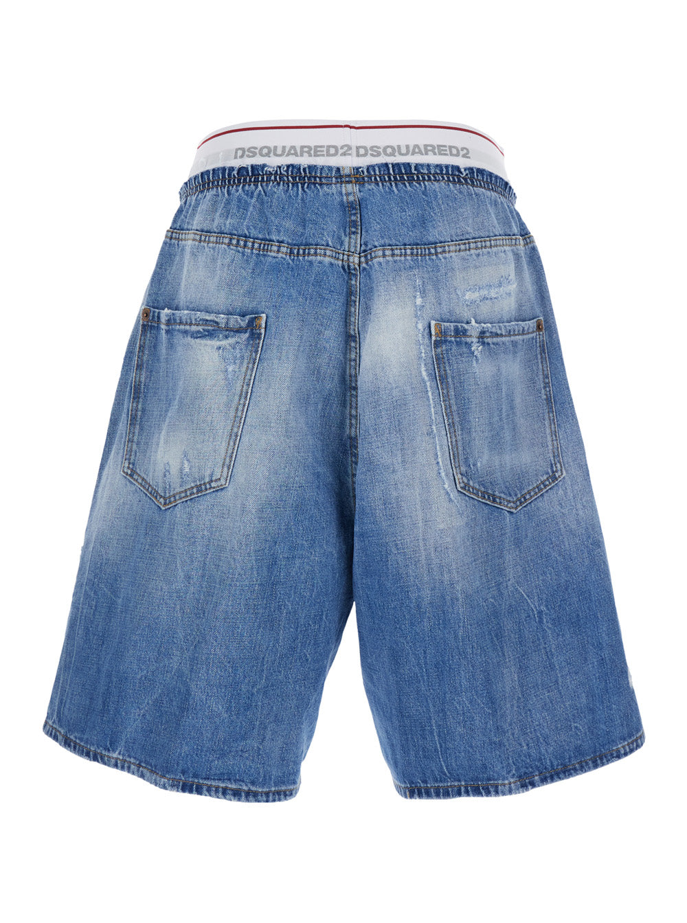Dsquared2 Men Blue Shorts With Elastic Waist With Logo Lettering And Five-Pocket Design In Denim Men
