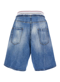 Dsquared2 Men Blue Shorts With Elastic Waist With Logo Lettering And Five-Pocket Design In Denim Men