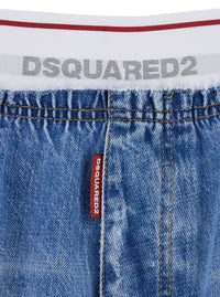 Dsquared2 Men Blue Shorts With Elastic Waist With Logo Lettering And Five-Pocket Design In Denim Men