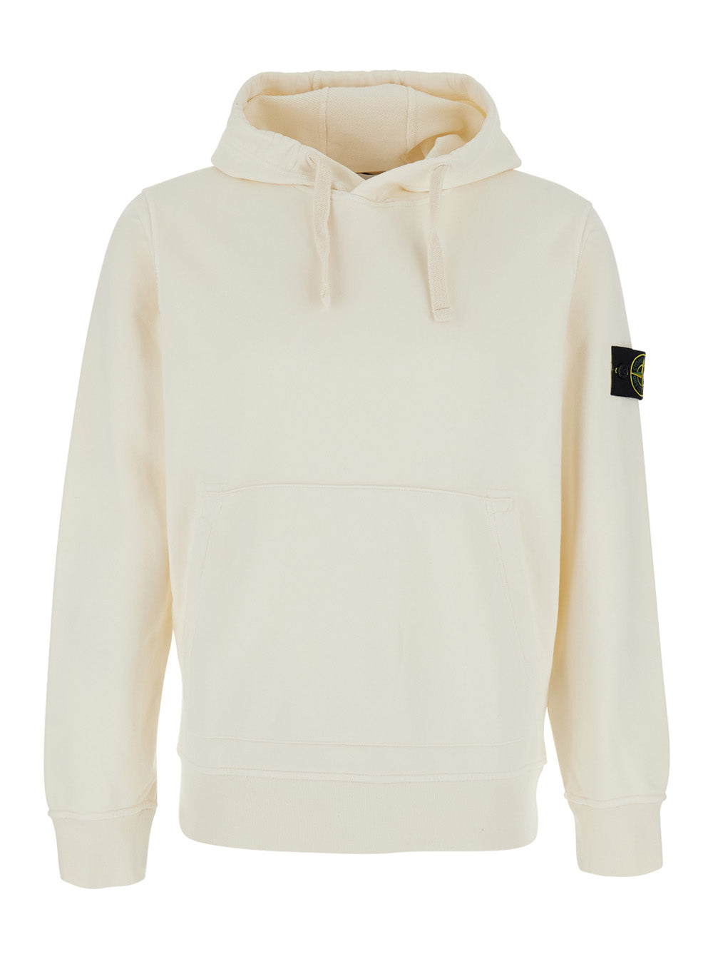Stone Island Men Hooded Sweatshirt With Fixed Hood And Logo On The Front In White
