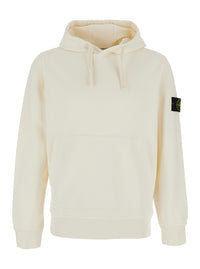 Stone Island Men Hooded Sweatshirt With Fixed Hood And Logo On The Front In White