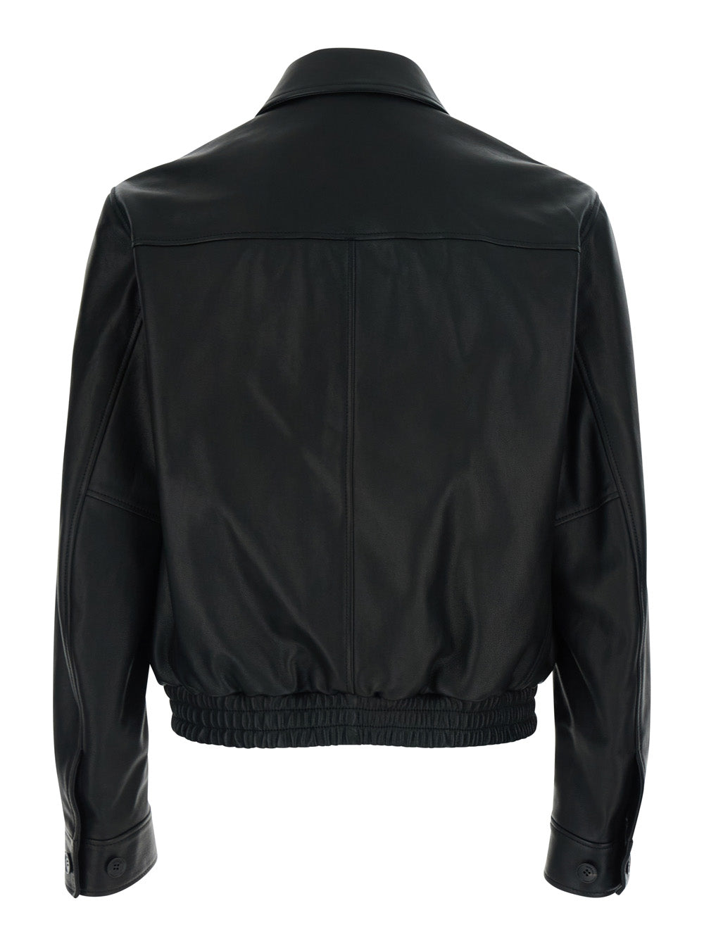 Versace Men Black Jacket - Jacket With Front Closure And High Collar - Leather - Men