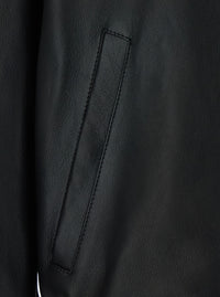 Versace Men Black Jacket - Jacket With Front Closure And High Collar - Leather - Men