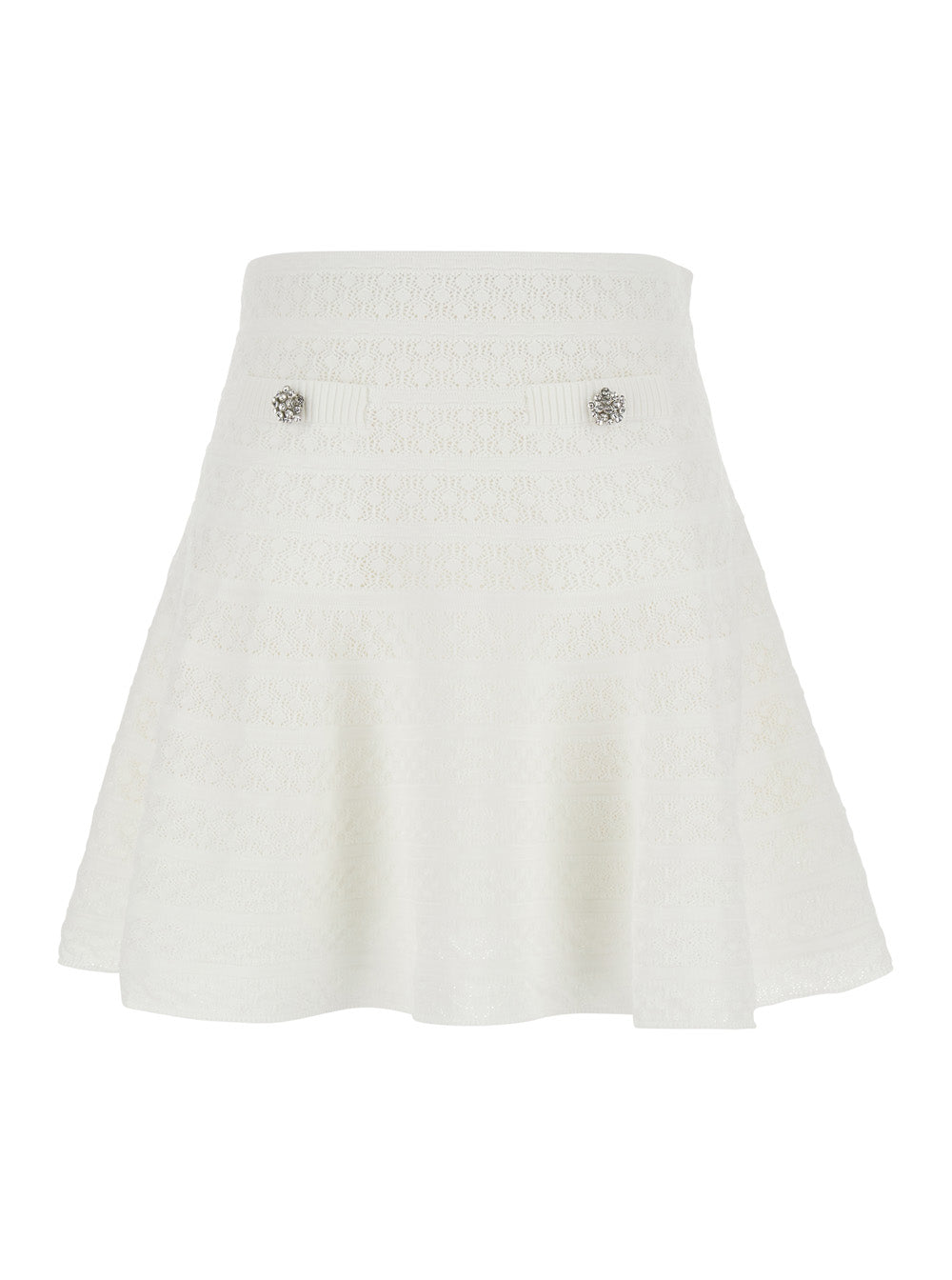 SELF-PORTRAIT Self-Portrait Women White Pointelle Knit Mini Skirt
