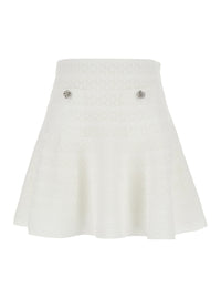 SELF-PORTRAIT Self-Portrait Women White Pointelle Knit Mini Skirt