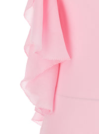 Self-Portrait Women Pink Long Dress With Ruffles In Georgette For Women